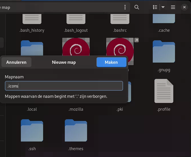 directory .icons aanmaken