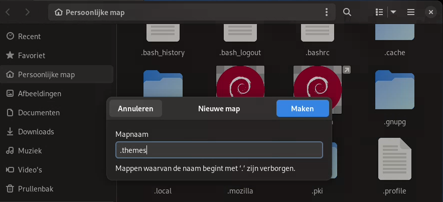 directory .themes aanmaken